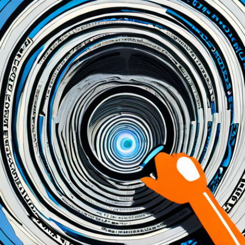 Home 4 **Image Prompt:** A person surrounded by a swirling vortex of news articles, social media posts, and data streams, symbolizing the "data deluge." They are using a magnifying glass to examine individual pieces of information, highlighting the importance of effective information filtering and critical thinking. The style should be modern and slightly abstract, using a color palette of blues, grays, and vibrant accent colors to represent the chaos and clarity of information.